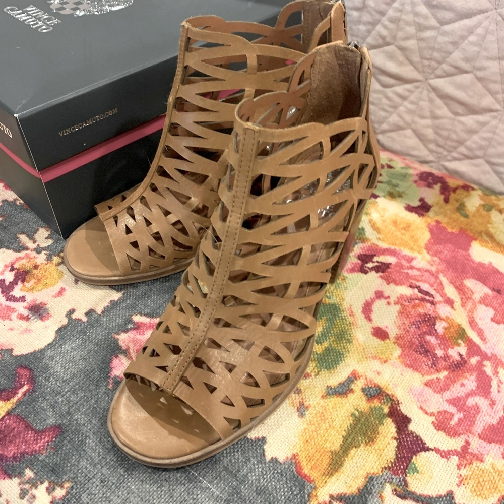 Strappy peep toe heeled sandal perfect for spring!
